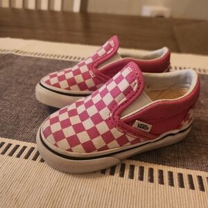 Vans Kids Pink Checkered Slip-On Shoes
